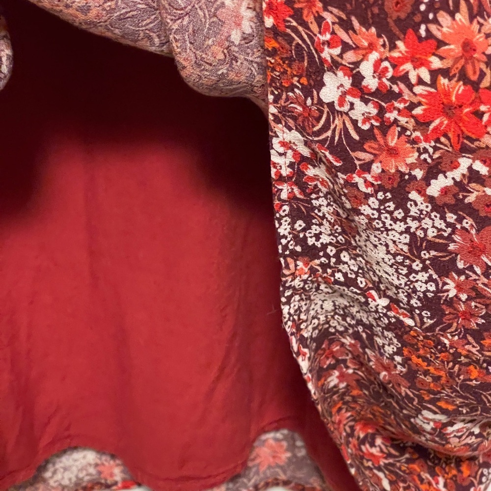 Anthropologie Maeve Esther Tiered Dress Red Fairy Grunge Boho Prairie Floral XS - Picture 7 of 8